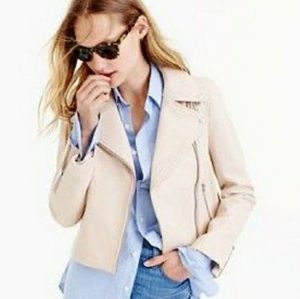 J Crew Collection Leather Moto Jacket Moroccan Sand Cream Tan Beige Nude Blush